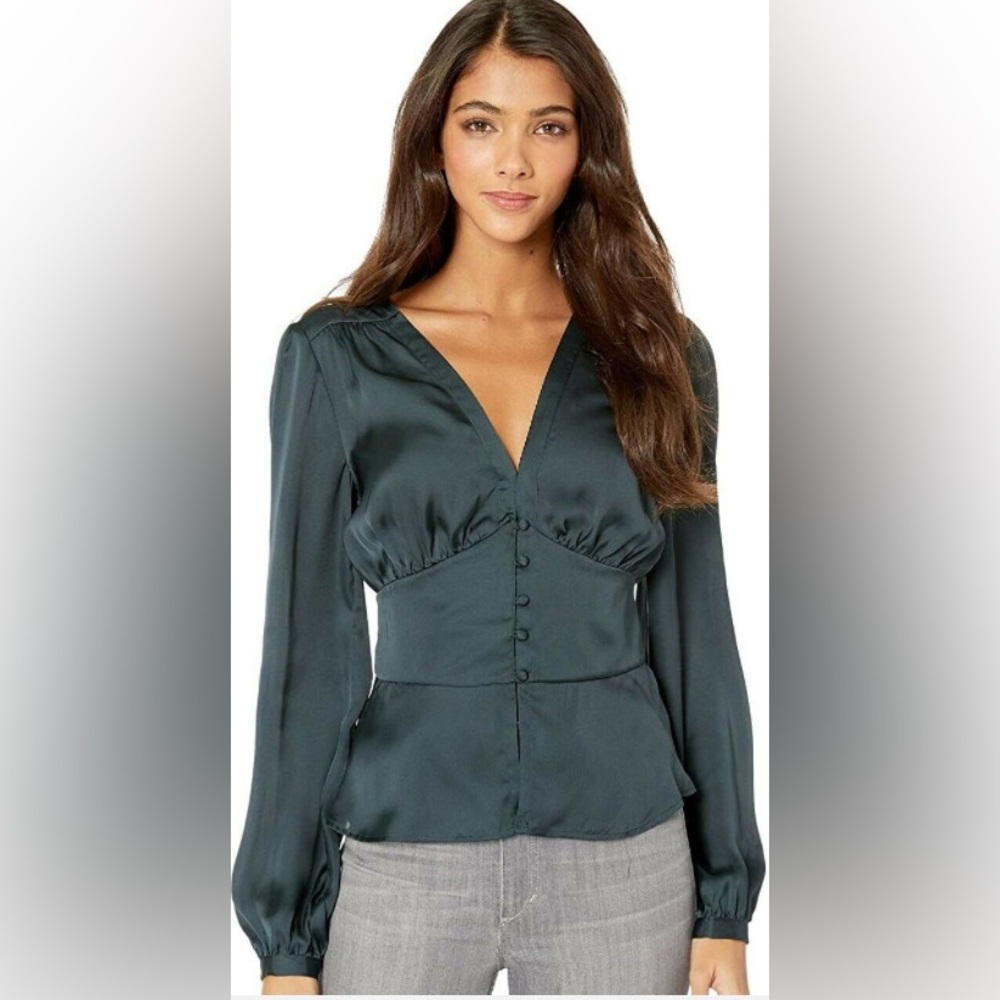 NWT Sanctuary Favorite Romance Satin Top Jade Green Size M